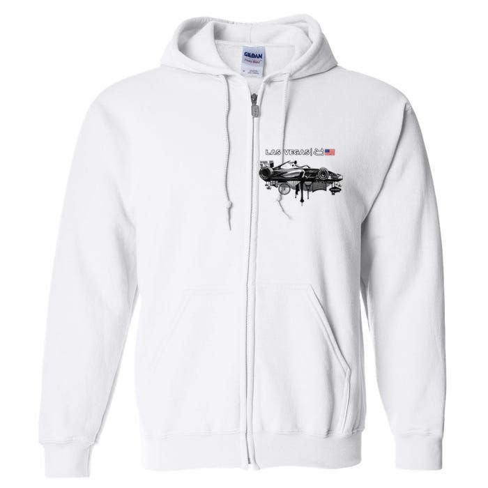 Formula Racing Open Wheel Car Las Vegas Circuit Usa Flag Full Zip Hoodie