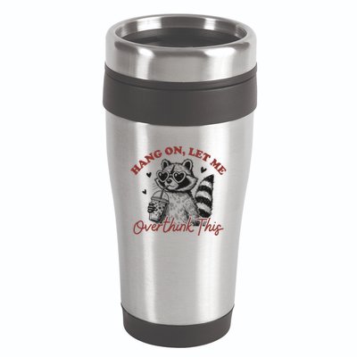 Funny Raccoon Overthinking Design With Heart Glasses 16oz Travel Tumbler