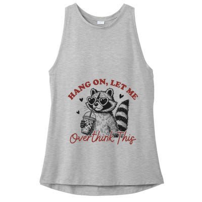 Funny Raccoon Overthinking Design With Heart Glasses Ladies PosiCharge Tri-Blend Wicking Tank