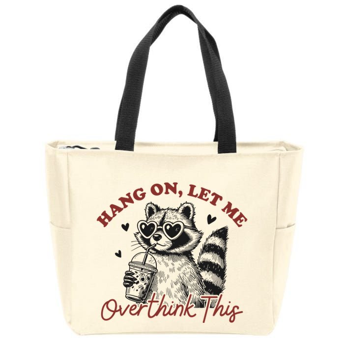 Funny Raccoon Overthinking Design With Heart Glasses Zip Tote Bag