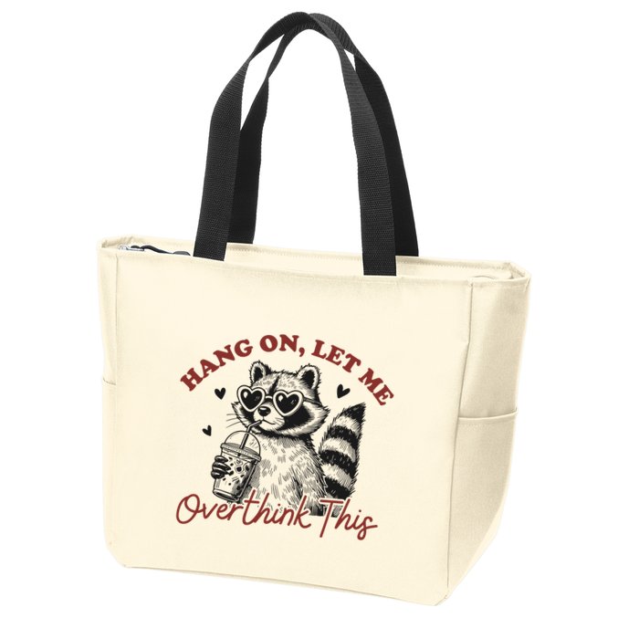 Funny Raccoon Overthinking Design With Heart Glasses Zip Tote Bag