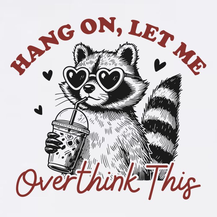 Funny Raccoon Overthinking Design With Heart Glasses Garment-Dyed Sweatshirt