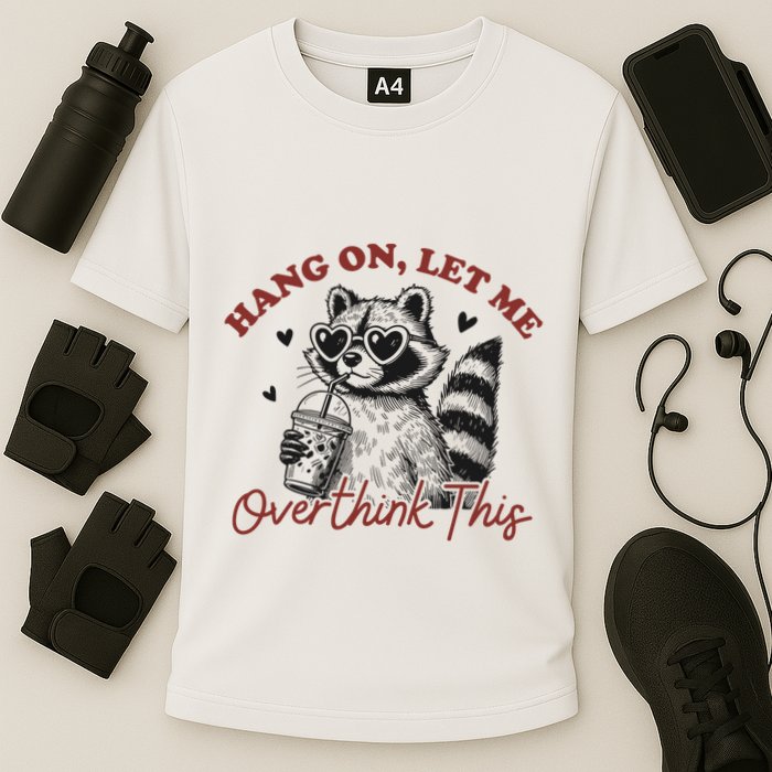 Funny Raccoon Overthinking Design With Heart Glasses Cooling Performance Crew T-Shirt