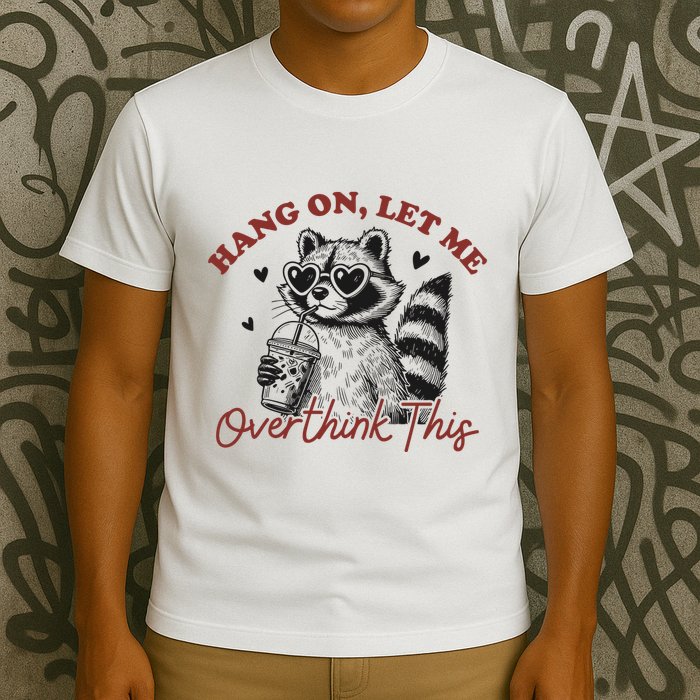 Funny Raccoon Overthinking Design With Heart Glasses T-Shirt