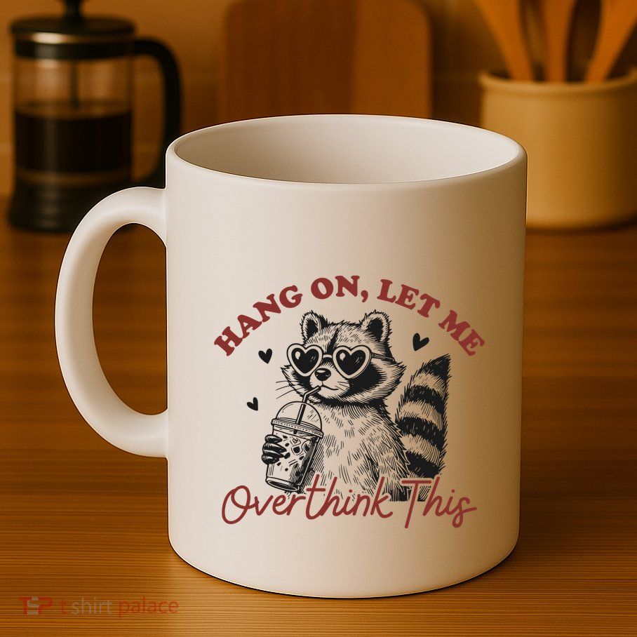 Funny Raccoon Overthinking Design With Heart Glasses Mug