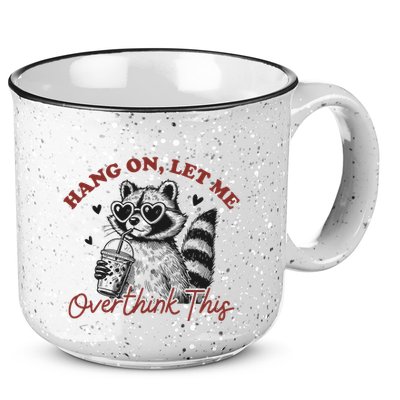 Funny Raccoon Overthinking Design With Heart Glasses 15oz Campfire Ceramic Mug