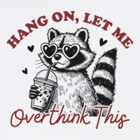 Funny Raccoon Overthinking Design With Heart Glasses Flat Bill Trucker Hat