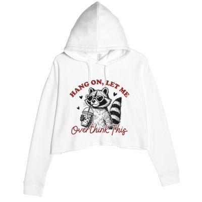 Funny Raccoon Overthinking Design With Heart Glasses Crop Fleece Hoodie