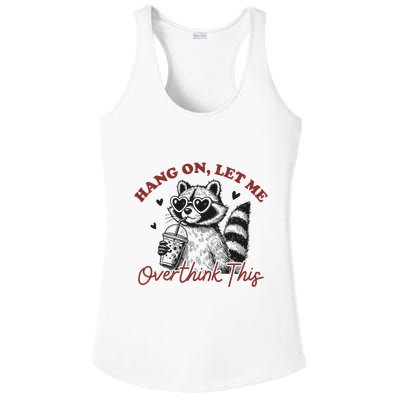 Funny Raccoon Overthinking Design With Heart Glasses Ladies PosiCharge Competitor Racerback Tank