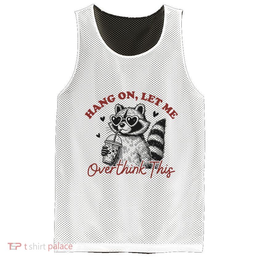 Funny Raccoon Overthinking Design With Heart Glasses Mesh Reversible Basketball Jersey Tank