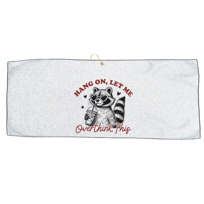 Funny Raccoon Overthinking Design With Heart Glasses Large Microfiber Waffle Golf Towel