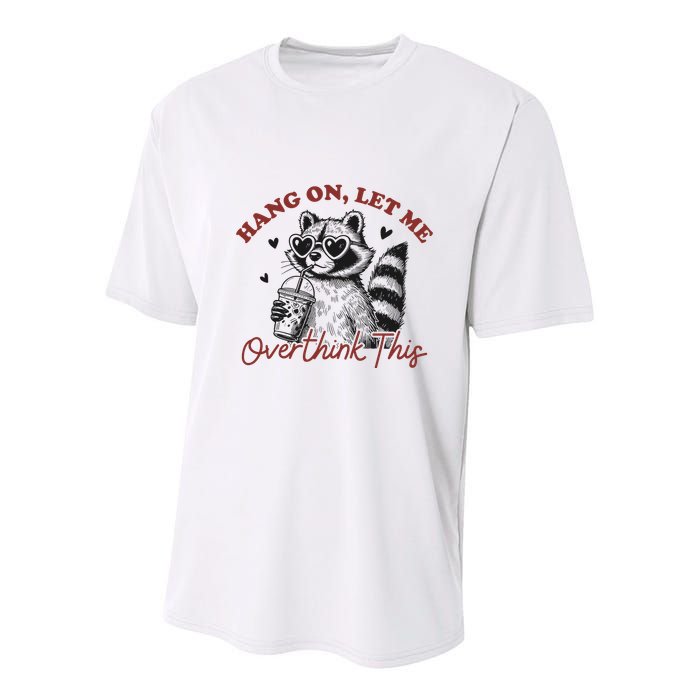 Funny Raccoon Overthinking Design With Heart Glasses Youth Performance Sprint T-Shirt