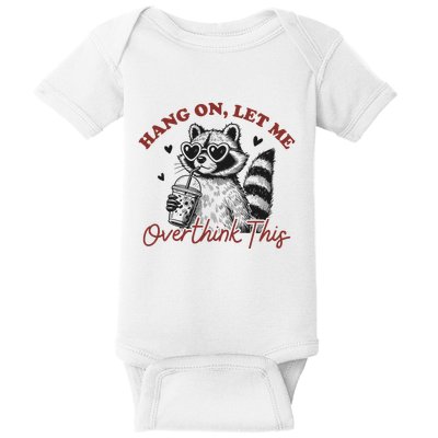Funny Raccoon Overthinking Design With Heart Glasses Baby Bodysuit