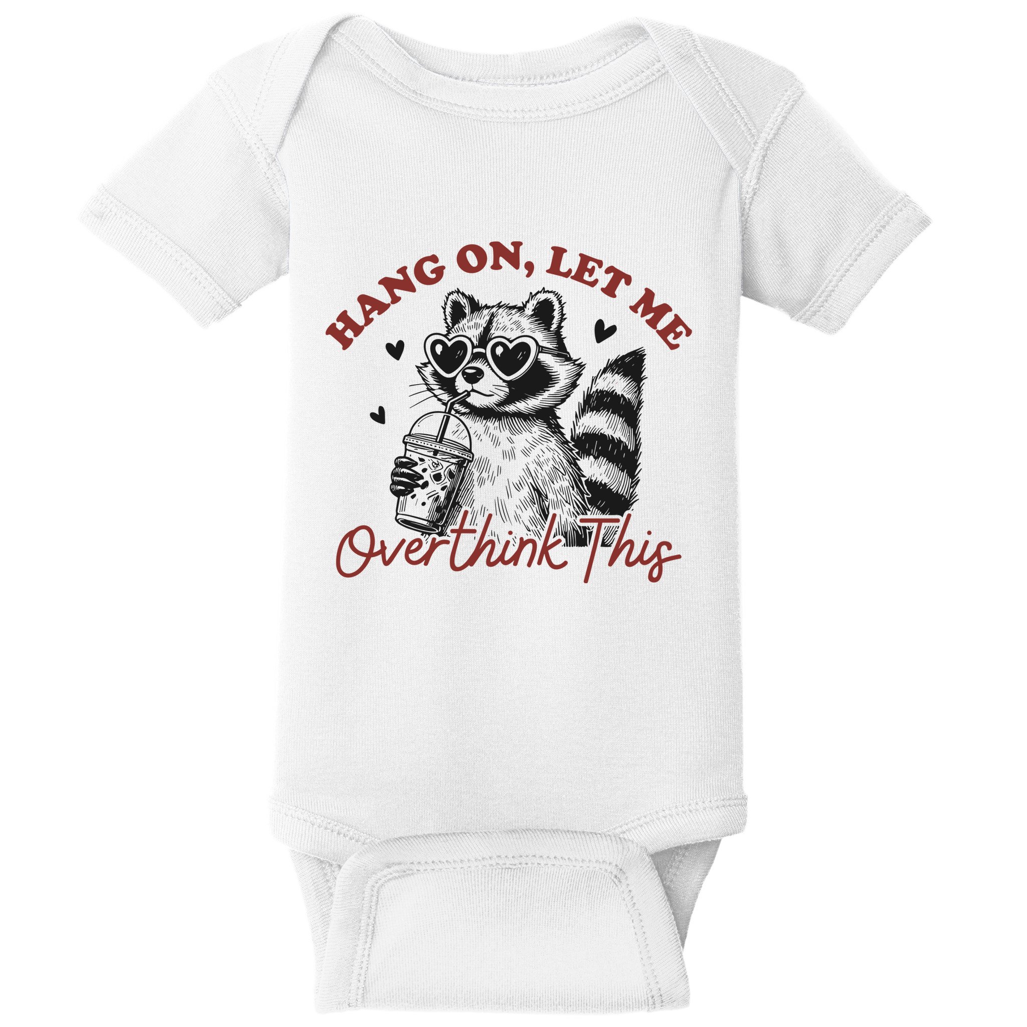 Funny Raccoon Overthinking Design With Heart Glasses Baby Bodysuit