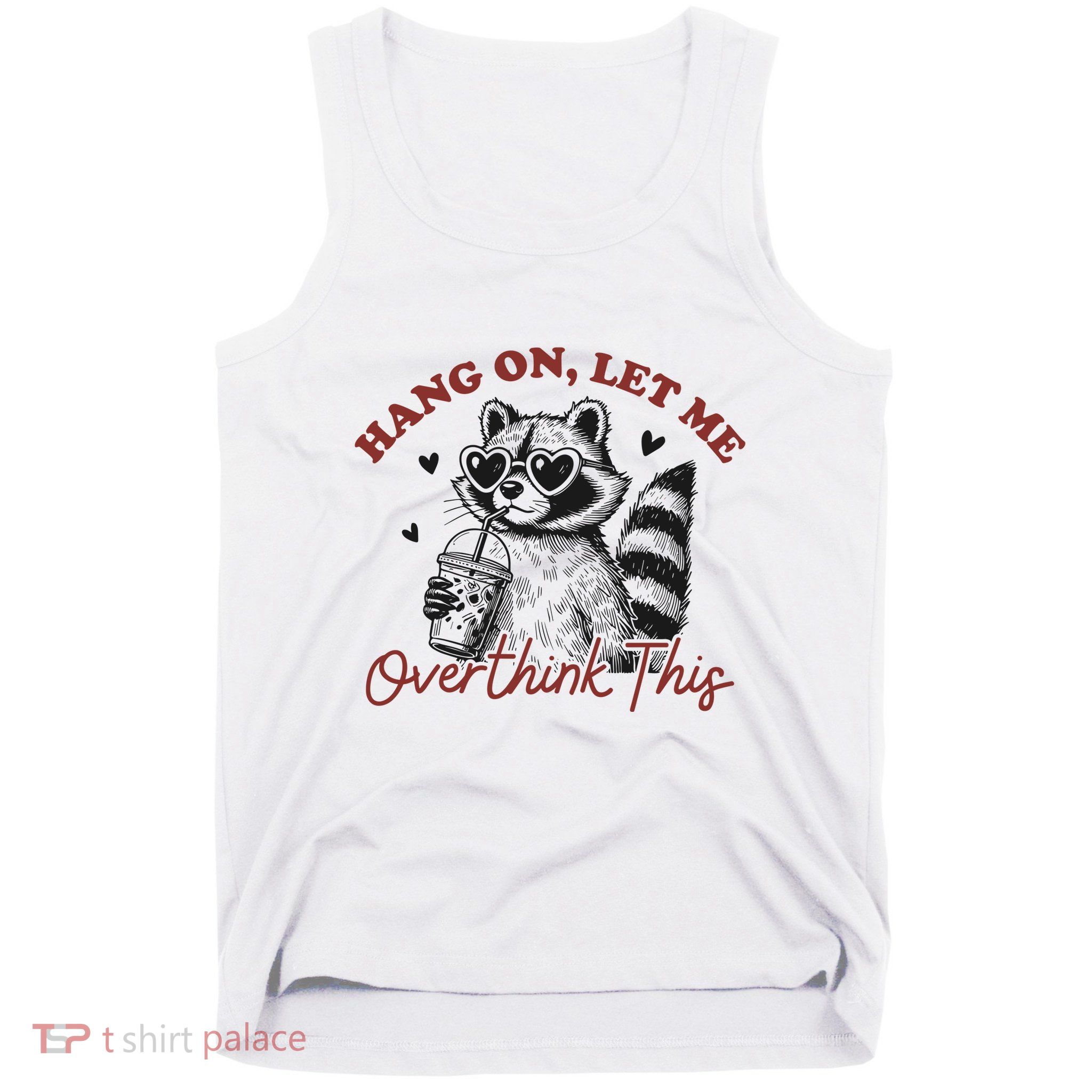Funny Raccoon Overthinking Design With Heart Glasses Tank Top