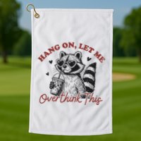Funny Raccoon Overthinking Design With Heart Glasses Golf Towel
