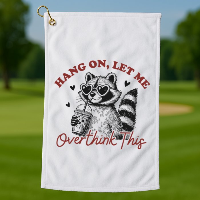 Funny Raccoon Overthinking Design With Heart Glasses Golf Towel