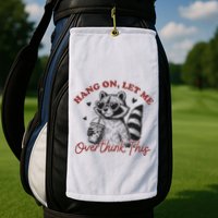 Funny Raccoon Overthinking Design With Heart Glasses Golf Towel