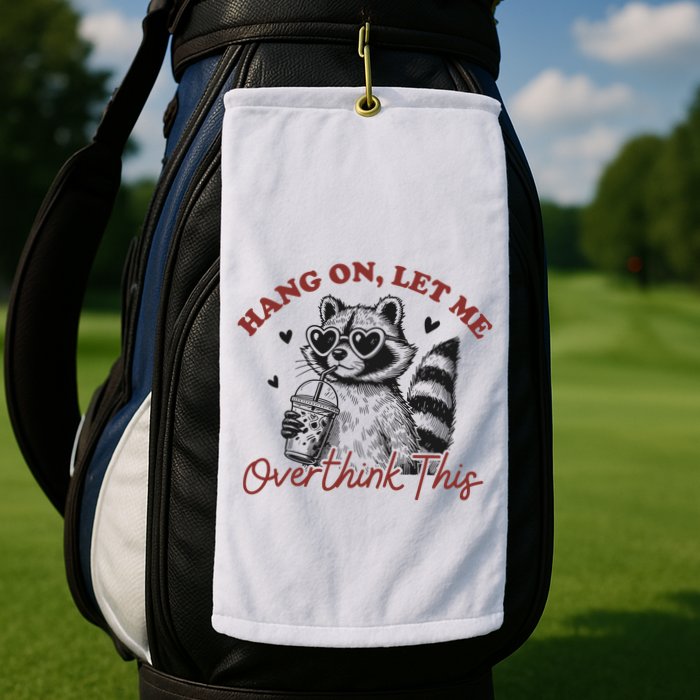 Funny Raccoon Overthinking Design With Heart Glasses Golf Towel