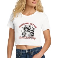 Funny Raccoon Overthinking Design With Heart Glasses Crop Top