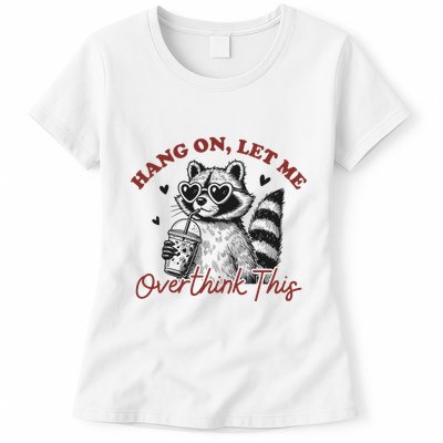 Funny Raccoon Overthinking Design With Heart Glasses Womens T-Shirt