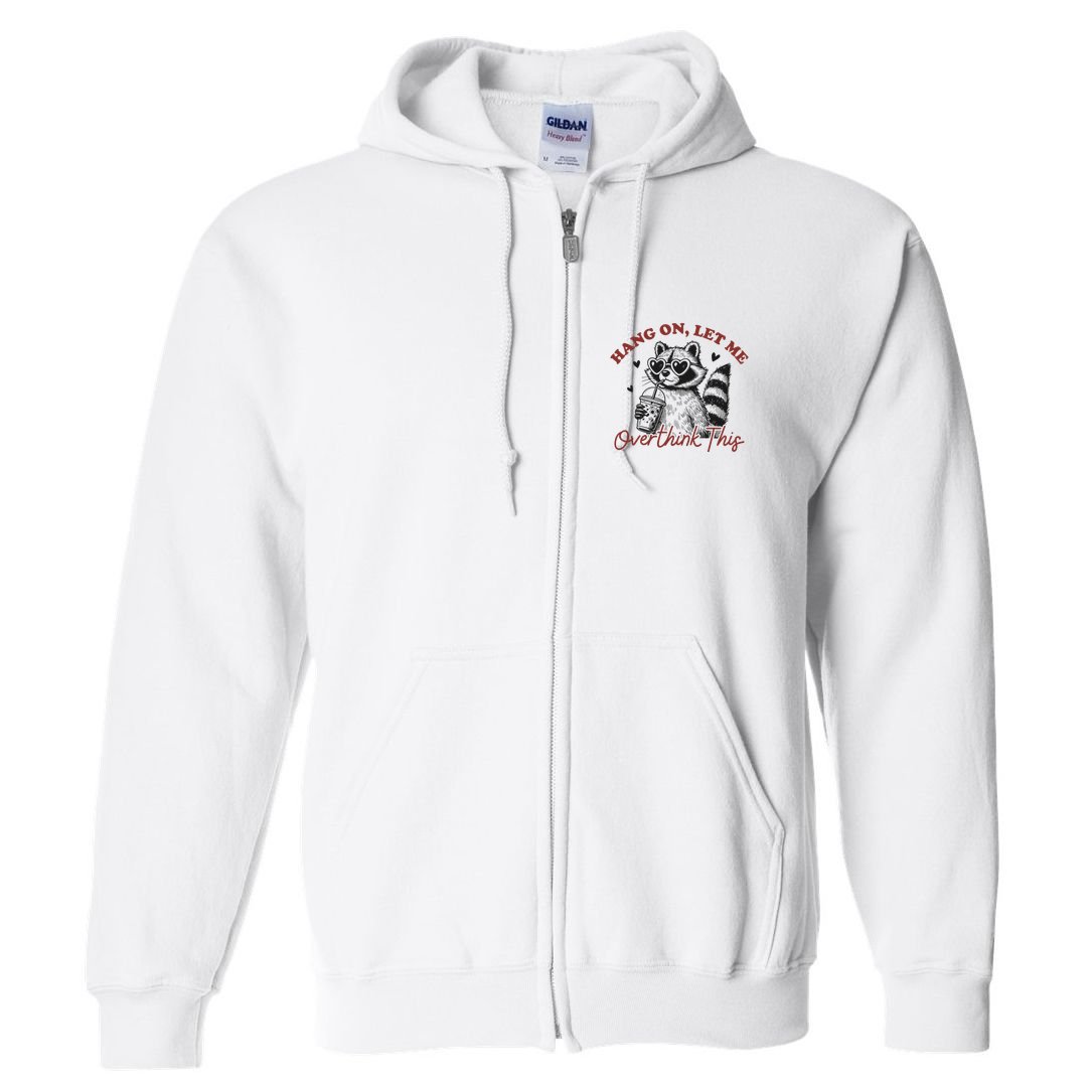 Funny Raccoon Overthinking Design With Heart Glasses Full Zip Hoodie