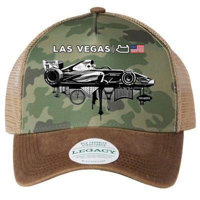 Formula Racing Open Wheel Car Las Vegas Circuit Usa Flag Gift Legacy Tie Dye Trucker Hat