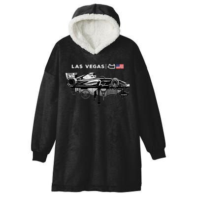 Formula Racing Open Wheel Car Las Vegas Circuit Usa Flag Gift Hooded Wearable Blanket