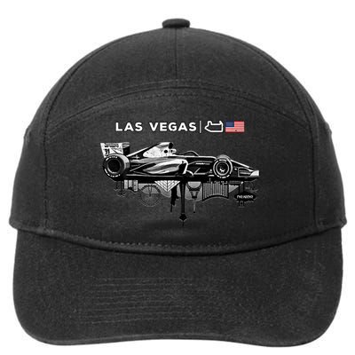 Formula Racing Open Wheel Car Las Vegas Circuit Usa Flag Gift 7-Panel Snapback Hat