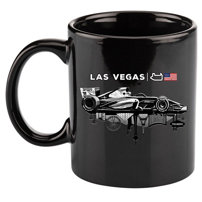 Formula Racing Open Wheel Car Las Vegas Circuit Usa Flag Gift 11oz C Handle Ceramic Mug