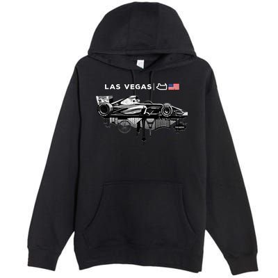 Formula Racing Open Wheel Car Las Vegas Circuit Usa Flag Gift Premium Pullover Hoodie