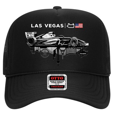 Formula Racing Open Wheel Car Las Vegas Circuit Usa Flag Gift Trucker Hat