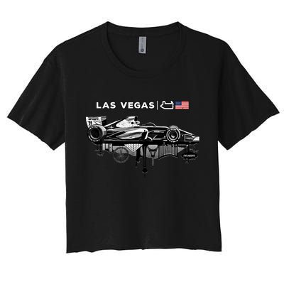 Formula Racing Open Wheel Car Las Vegas Circuit Usa Flag Gift Crop Top