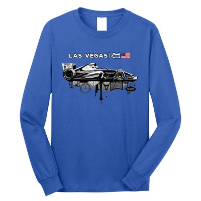 Formula Racing Open Wheel Car Las Vegas Circuit Usa Flag Gift Long Sleeve Shirt