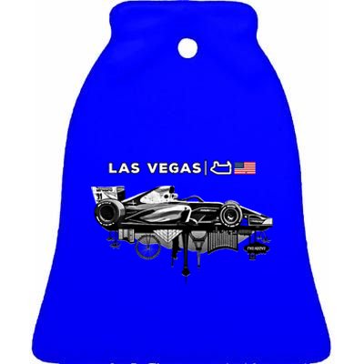 Formula Racing Open Wheel Car Las Vegas Circuit Usa Flag Gift Ceramic Bell Ornament