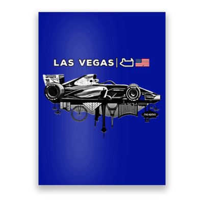 Formula Racing Open Wheel Car Las Vegas Circuit Usa Flag Gift Poster