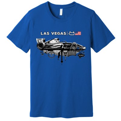 Formula Racing Open Wheel Car Las Vegas Circuit Usa Flag Gift Premium T-Shirt