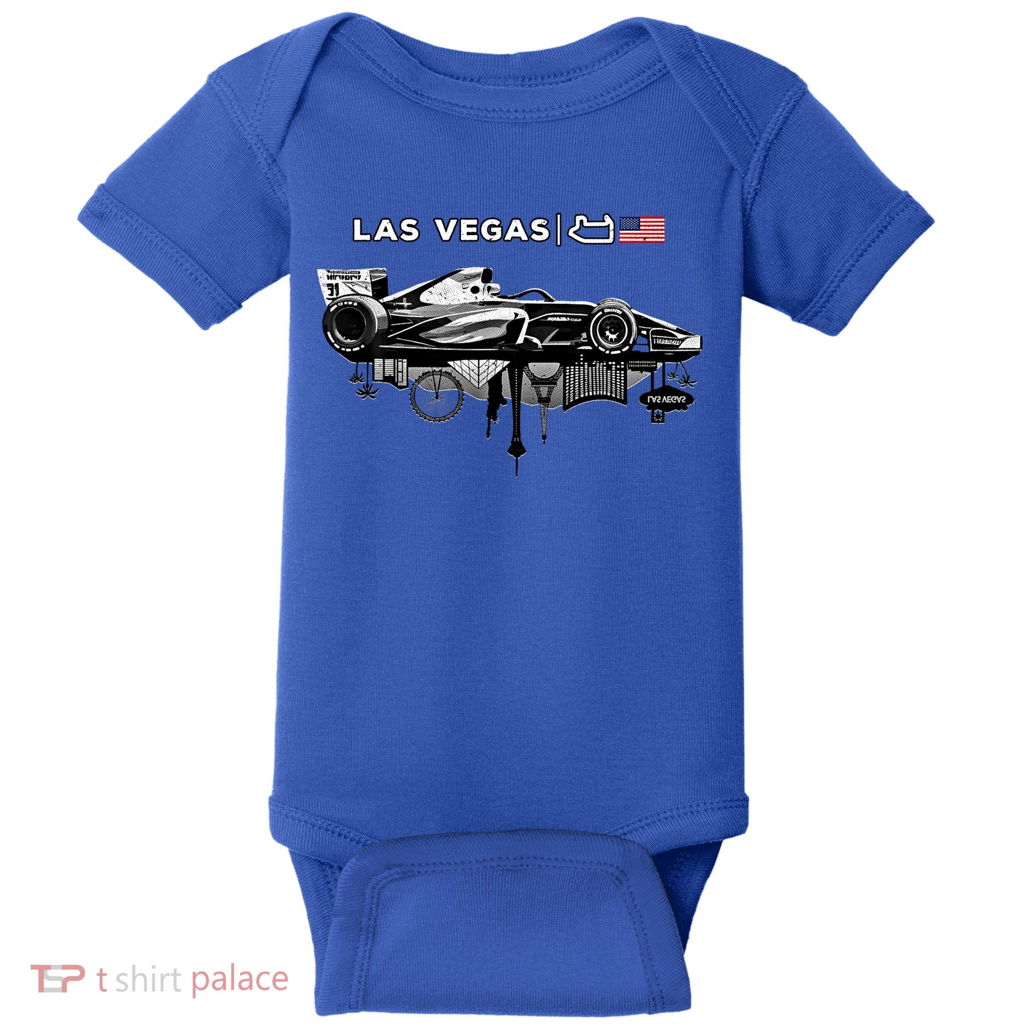 Formula Racing Open Wheel Car Las Vegas Circuit Usa Flag Gift Baby Bodysuit