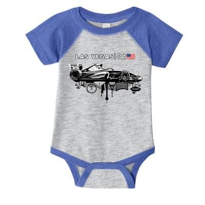 Formula Racing Open Wheel Car Las Vegas Circuit Usa Flag Gift Infant Baby Jersey Bodysuit