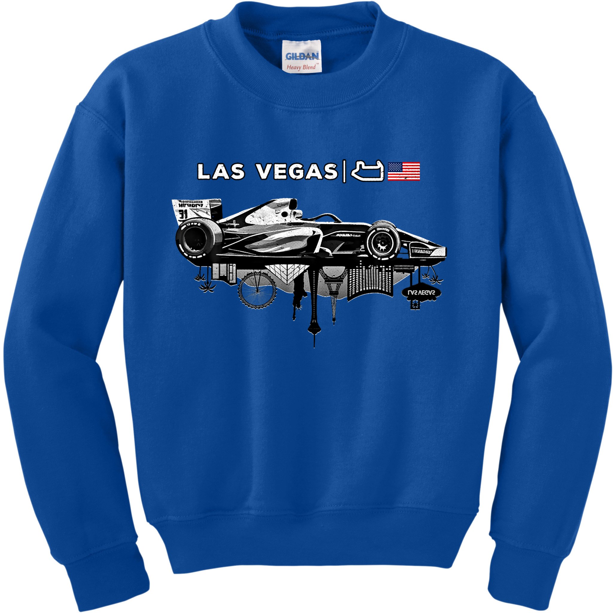 Formula Racing Open Wheel Car Las Vegas Circuit Usa Flag Gift Kids Sweatshirt