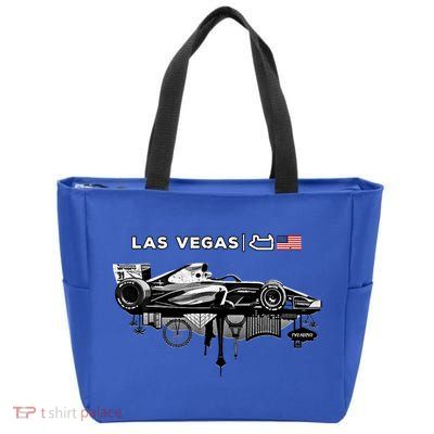 Formula Racing Open Wheel Car Las Vegas Circuit Usa Flag Gift Zip Tote Bag