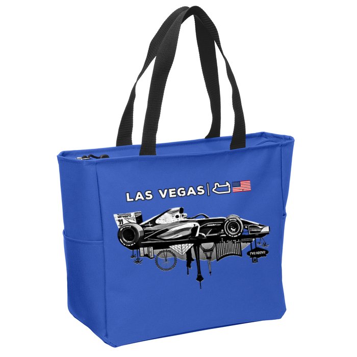 Formula Racing Open Wheel Car Las Vegas Circuit Usa Flag Gift Zip Tote Bag