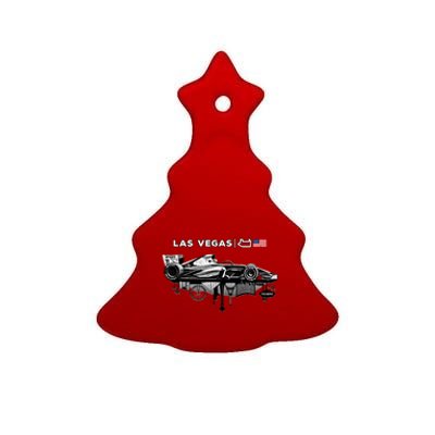 Formula Racing Open Wheel Car Las Vegas Circuit Usa Flag Gift Ceramic Tree Ornament