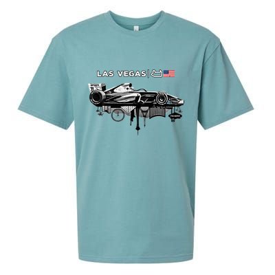 Formula Racing Open Wheel Car Las Vegas Circuit Usa Flag Gift Sueded Cloud Jersey T-Shirt