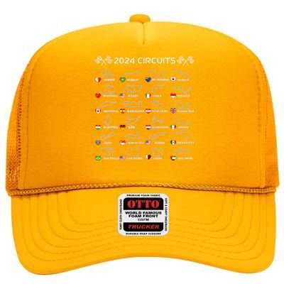 Formula Racing Open Wheel Race Car Fan World Circuits 2024 High Crown Mesh Back Trucker Hat