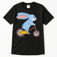 Funny Rabbit On Bicycle Mountain Biking Cycling Cyclist Tall T-Shirt