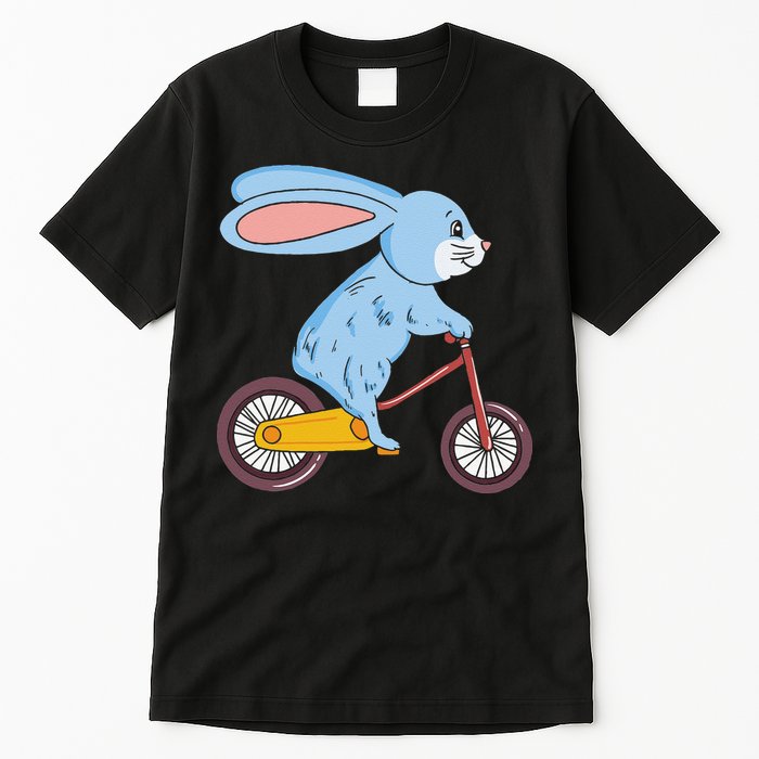 Funny Rabbit On Bicycle Mountain Biking Cycling Cyclist Tall T-Shirt