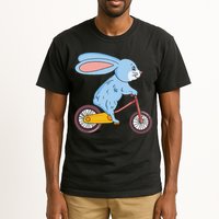 Funny Rabbit On Bicycle Mountain Biking Cycling Cyclist Tall T-Shirt