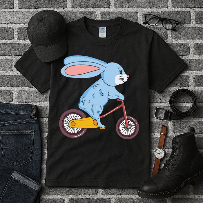 Funny Rabbit On Bicycle Mountain Biking Cycling Cyclist Tall T-Shirt
