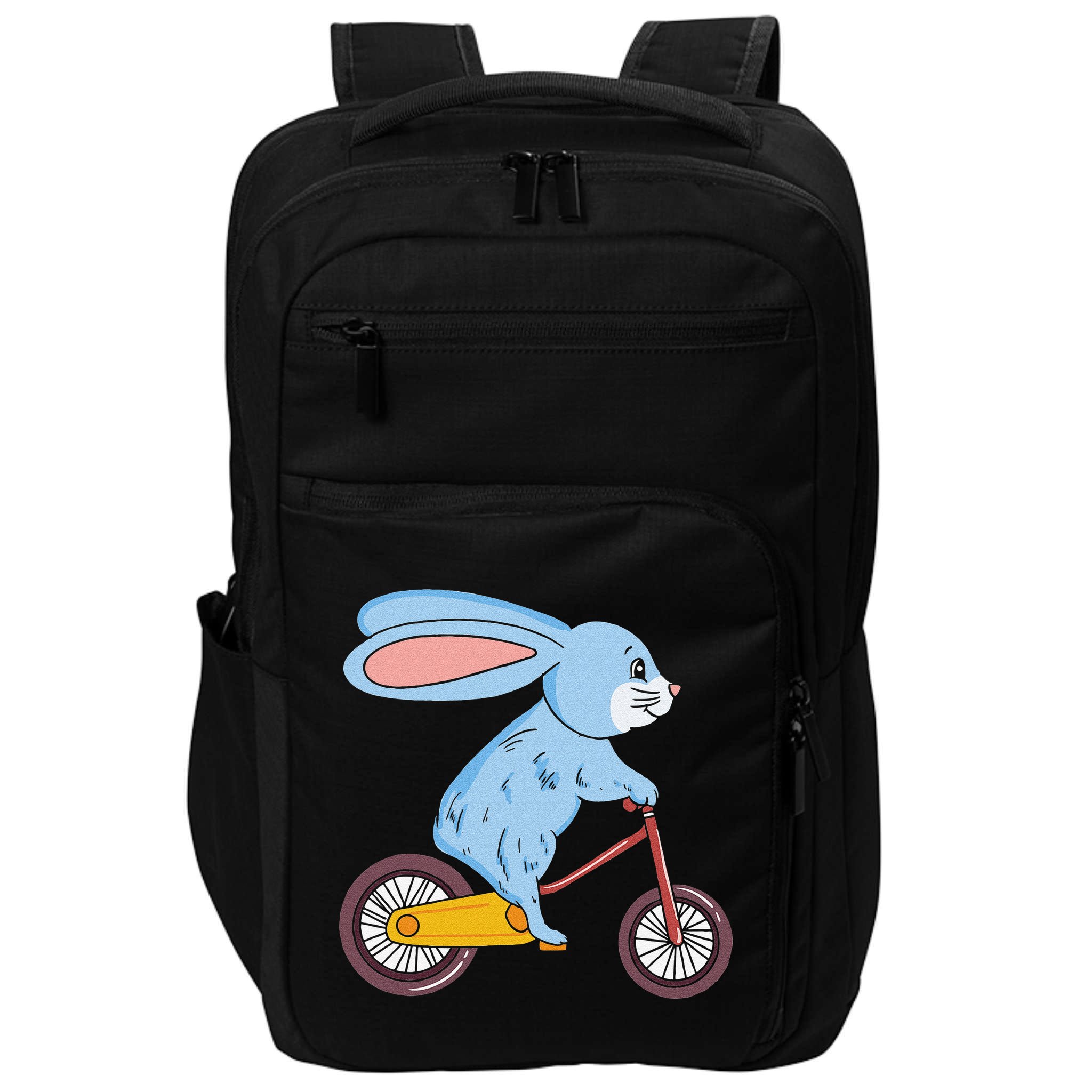 Funny Rabbit On Bicycle Mountain Biking Cycling Cyclist Impact Tech Backpack